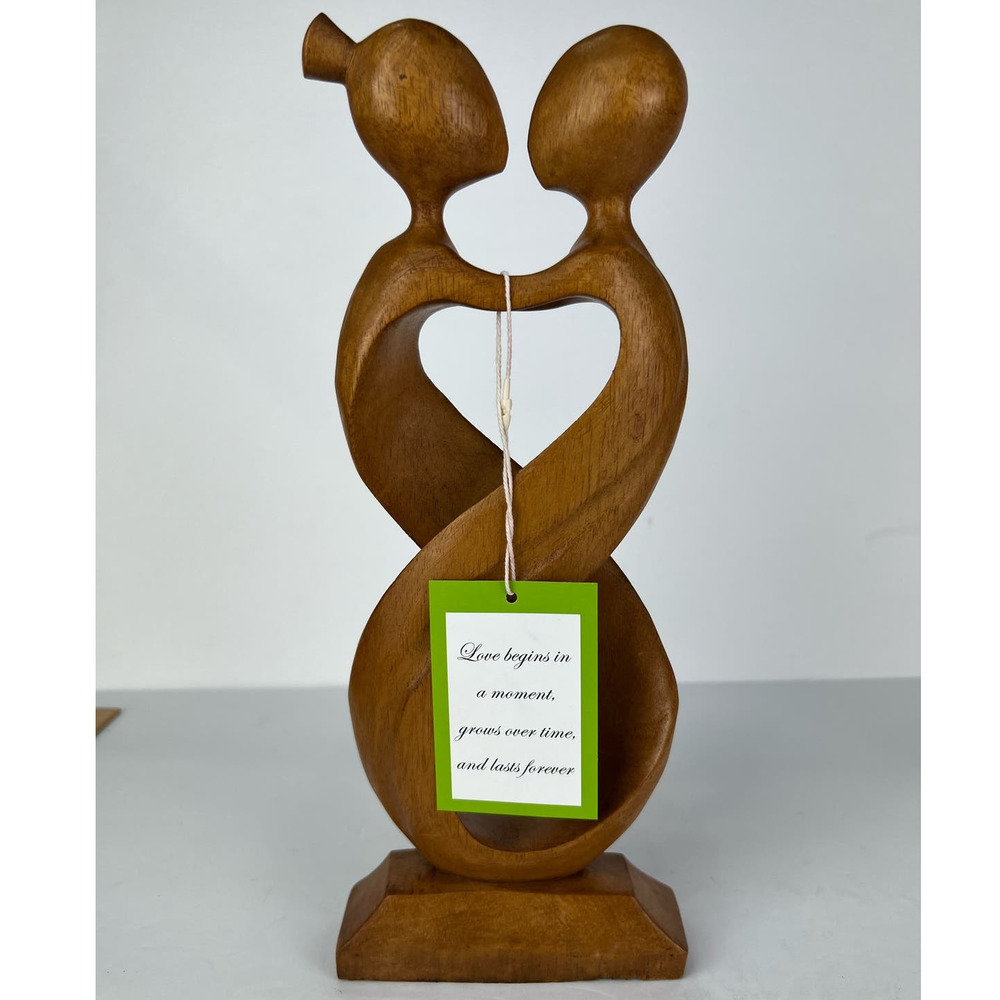 NEW G6 Collection 12" Wooden Handmade Carving Sculpture Statue Love Hug Couple